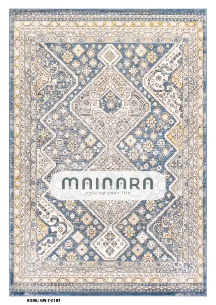Karpet Tradisional (GW-T-0101) - Grey,Blue,Cream,Gold