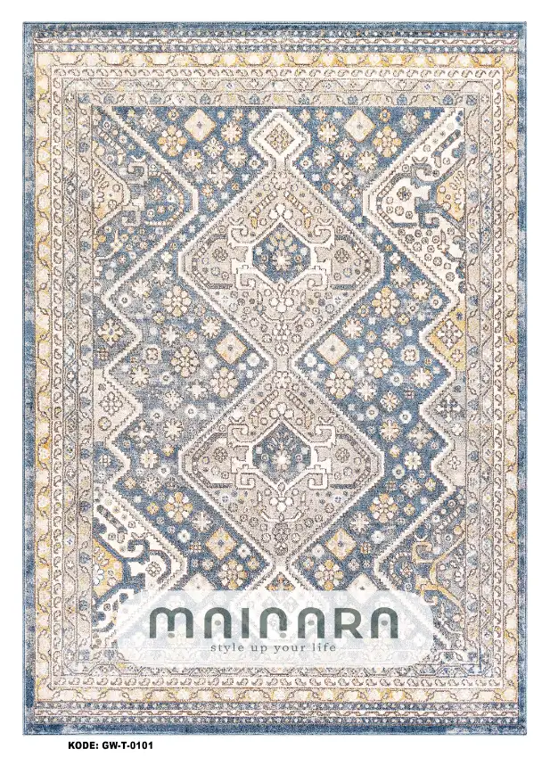 Karpet Tradisional (GW-T-0101) - Grey,Blue,Cream,Gold
