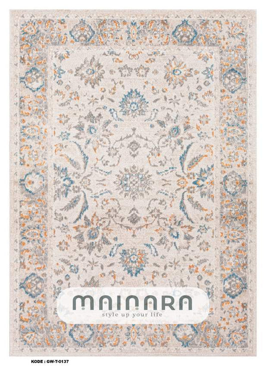 Karpet Tradisional (GW-T-0137) - Grey,Cream,Orange,Blue