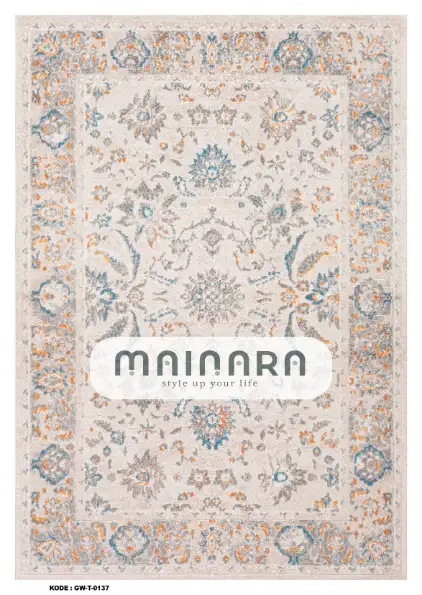 Karpet Tradisional (GW-T-0137) - Grey,Cream,Orange,Blue