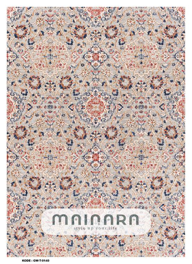 Karpet Tradisional (GW-T-0140) - Grey,,Orange,Cream