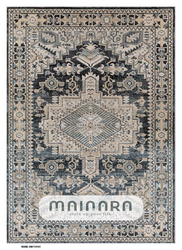 Karpet Tradisional (GW-T-0161) - Grey,Black,Blue