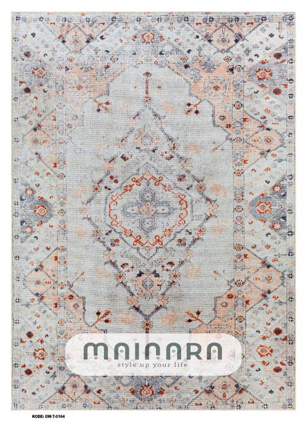 Karpet Tradisional (GW-T-0164) - Grey, Green, Blue
