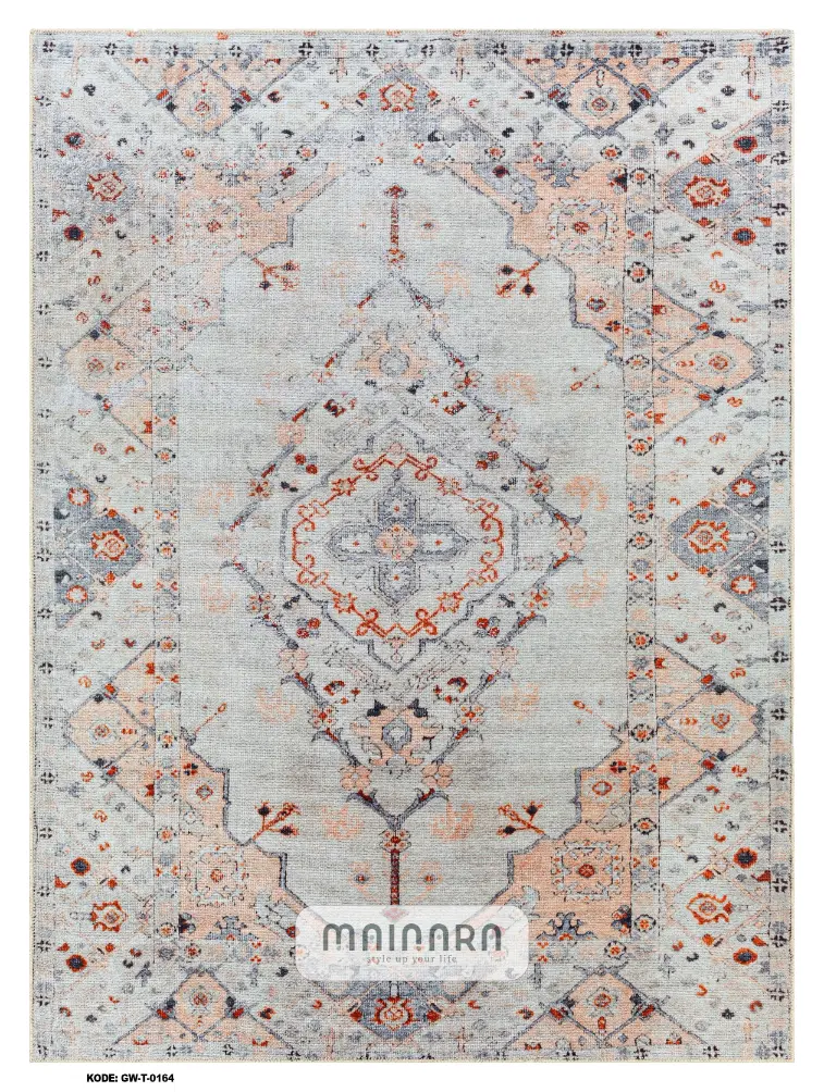 Karpet Tradisional (GW-T-0164) - Grey, Green, Blue
