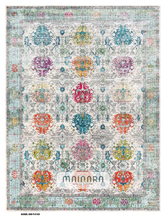 Karpet Tradisional (GW-T-0164) - Grey, Green, Blue