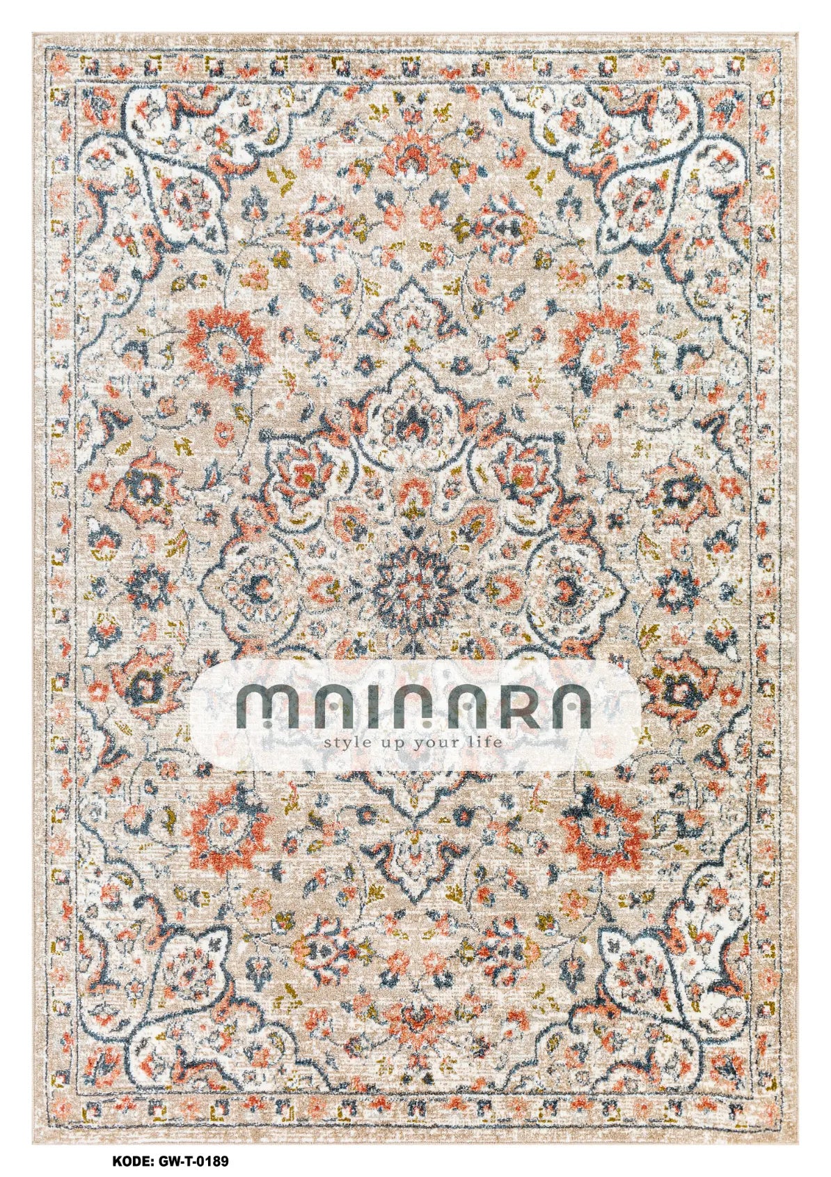 Karpet Tradisional (GW-T-0189) - Grey, Creme