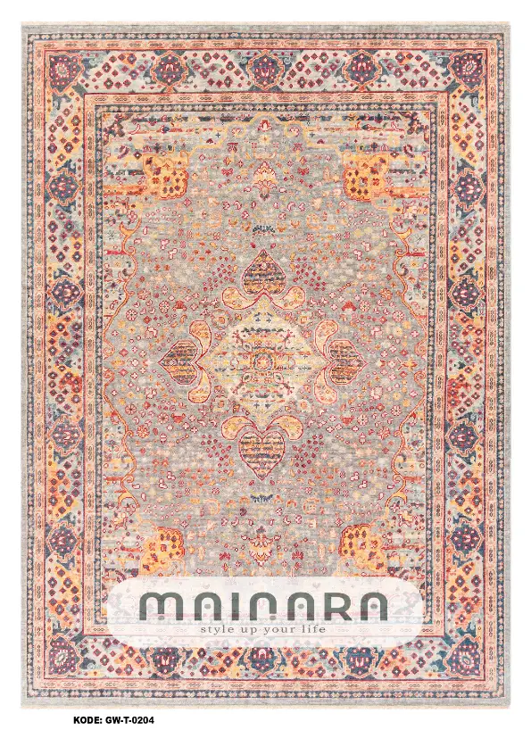 Karpet Tradisional (GW-T-0204) - Grey, Orange