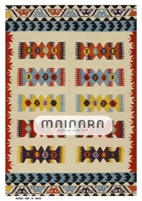 Karpet Bohemian (MR-B-0003) - Red,Cream,Blue,Orange,Yellow,Black
