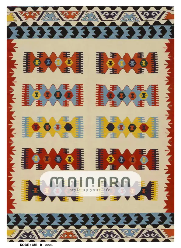 Karpet Bohemian (MR-B-0003) - Red,Cream,Blue,Orange,Yellow,Black