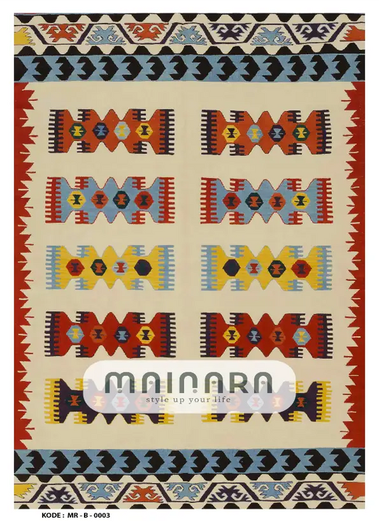 Karpet Bohemian (MR-B-0003) - Red,Cream,Blue,Orange,Yellow,Black