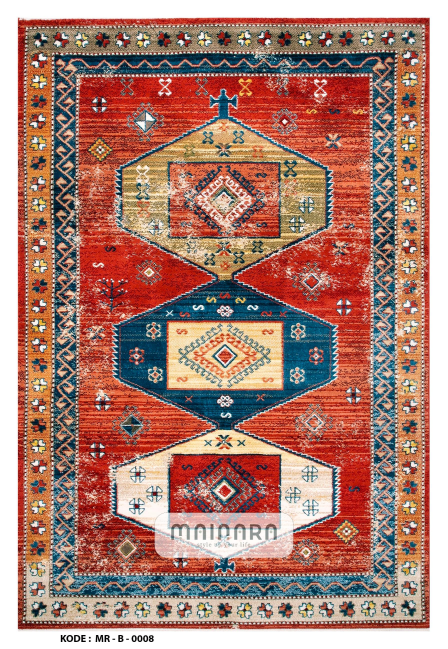 Karpet Bohemian (MR-B-0008) - Red,Orange,Blue,White,Brown