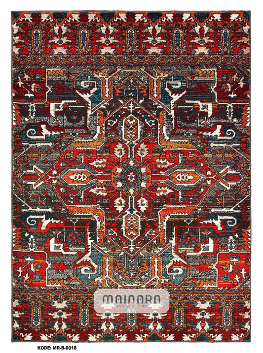 Karpet Bohemian (MR-B-0018) - Red,Grey,Brown,Orange,Emerald