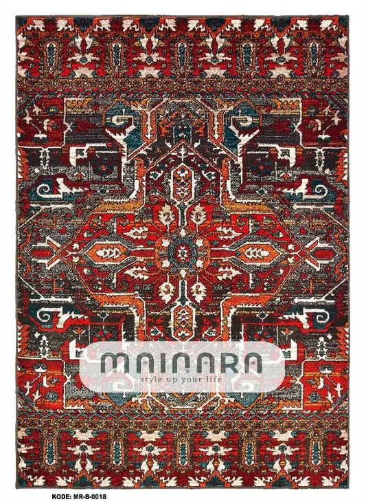 Karpet Bohemian (MR-B-0018) - Red,Grey,Brown,Orange,Emerald