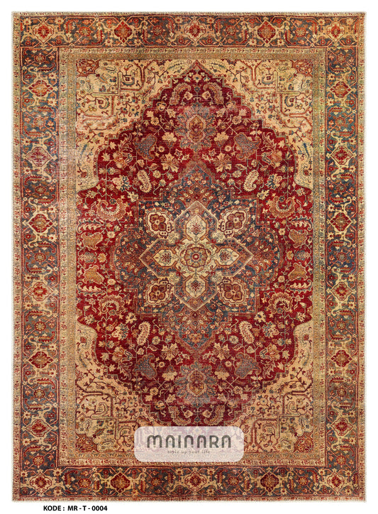 Karpet Tradisional (MR-T-0004) - Red,Brown,Gold