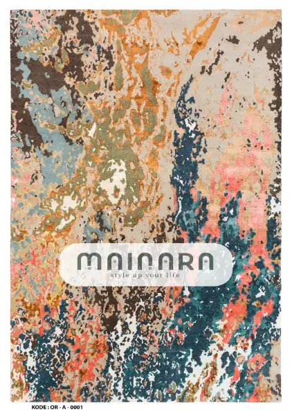 Karpet Abstrak (OR-A-0001) - Orange,Cream