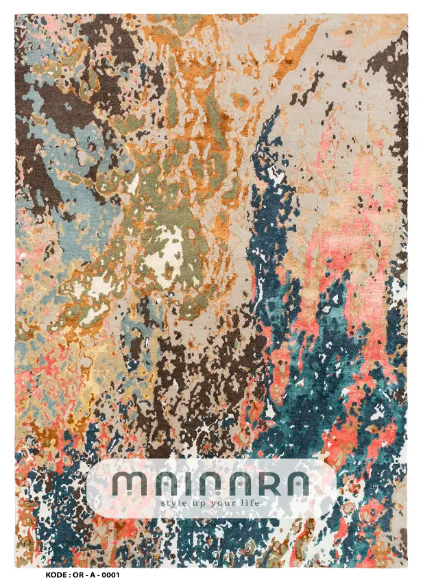 Karpet Abstrak (OR-A-0001) - Orange,Cream