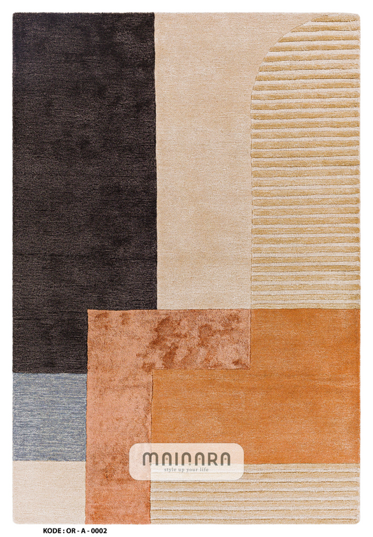 Karpet Abstrak (OR-A-0002) - Orange,Cream