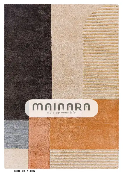 Karpet Abstrak (OR-A-0002) - Orange,Cream