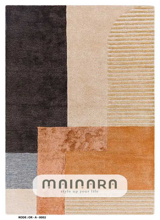 Karpet Abstrak (OR-A-0002) - Orange,Cream