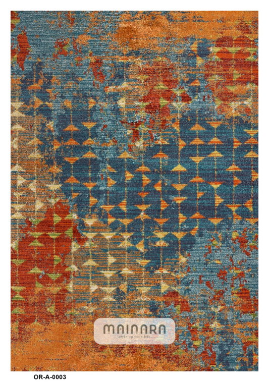 Karpet Abstrak (OR-A-0003) - Orange,Blue