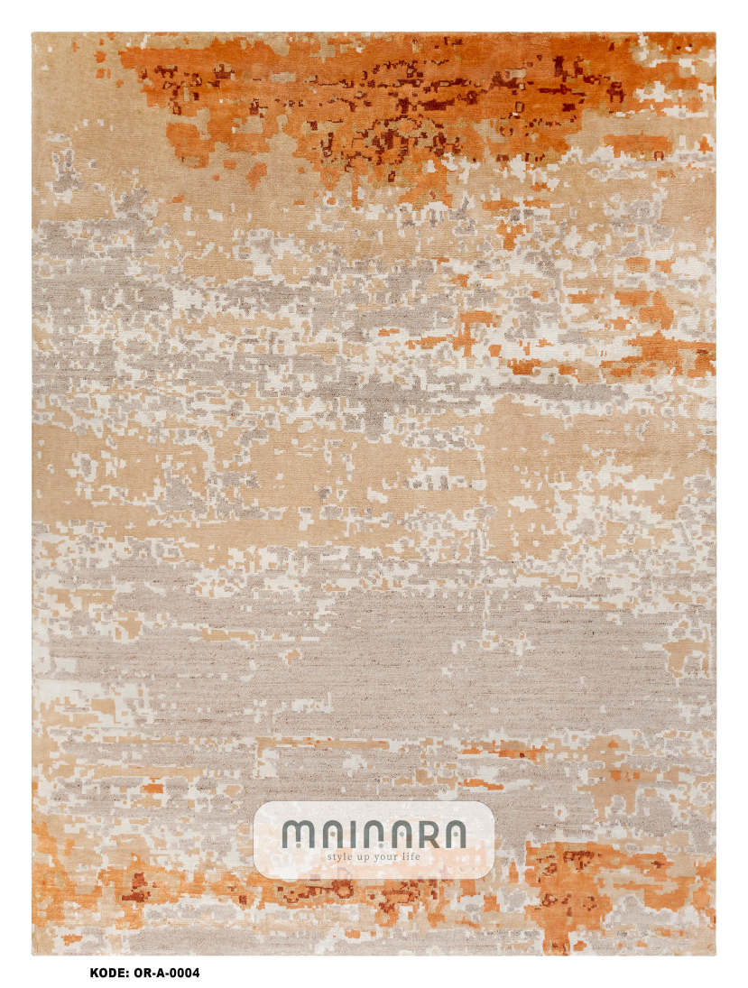 Karpet Abstrak (OR-A-0004) - Orange,Cream