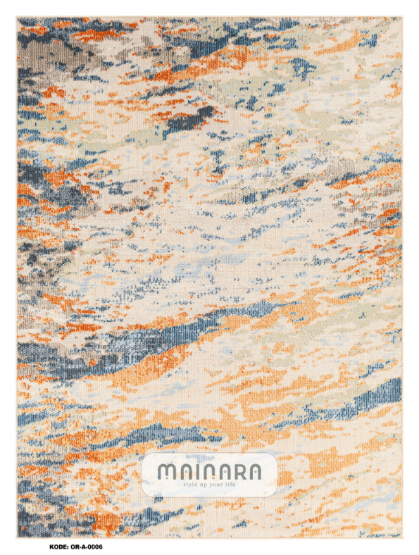 Karpet Abstrak (OR-A-0006) - Orange,Blue,Ceam