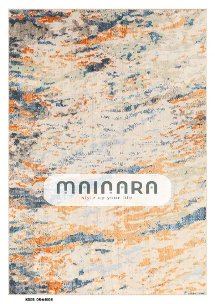Karpet Abstrak (OR-A-0006) - Orange,Blue,Ceam