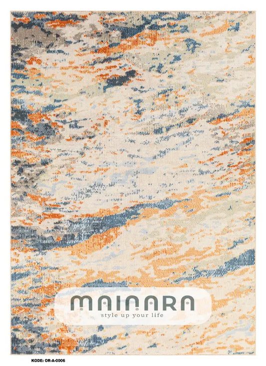 Karpet Abstrak (OR-A-0006) - Orange,Blue,Ceam