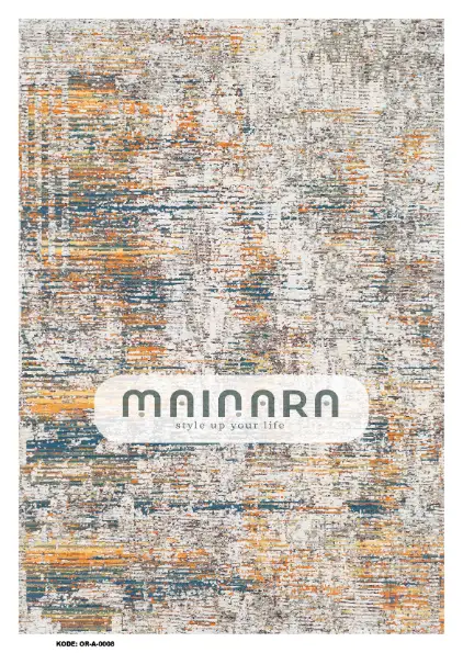 Karpet Abstrak (OR-A-0008) - Orange, Cream, Blue