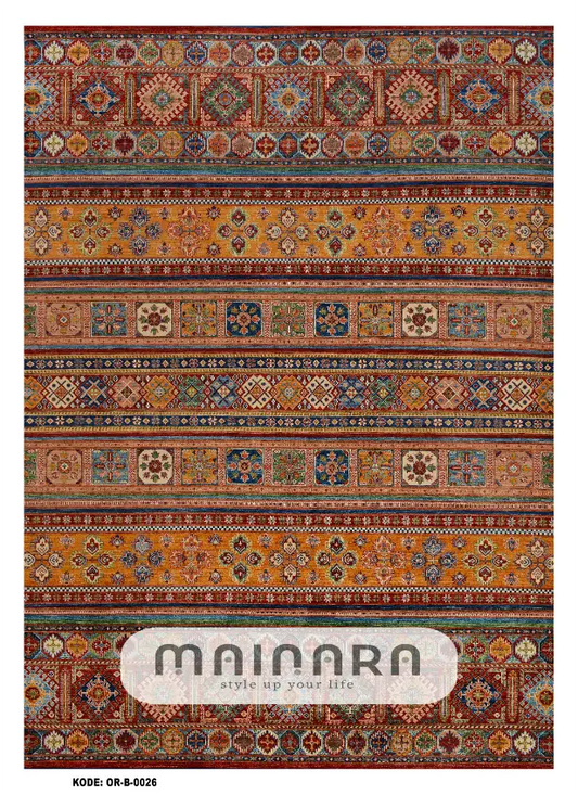 Karpet Bohemian (OR-B-0026) - Orange,Maroon