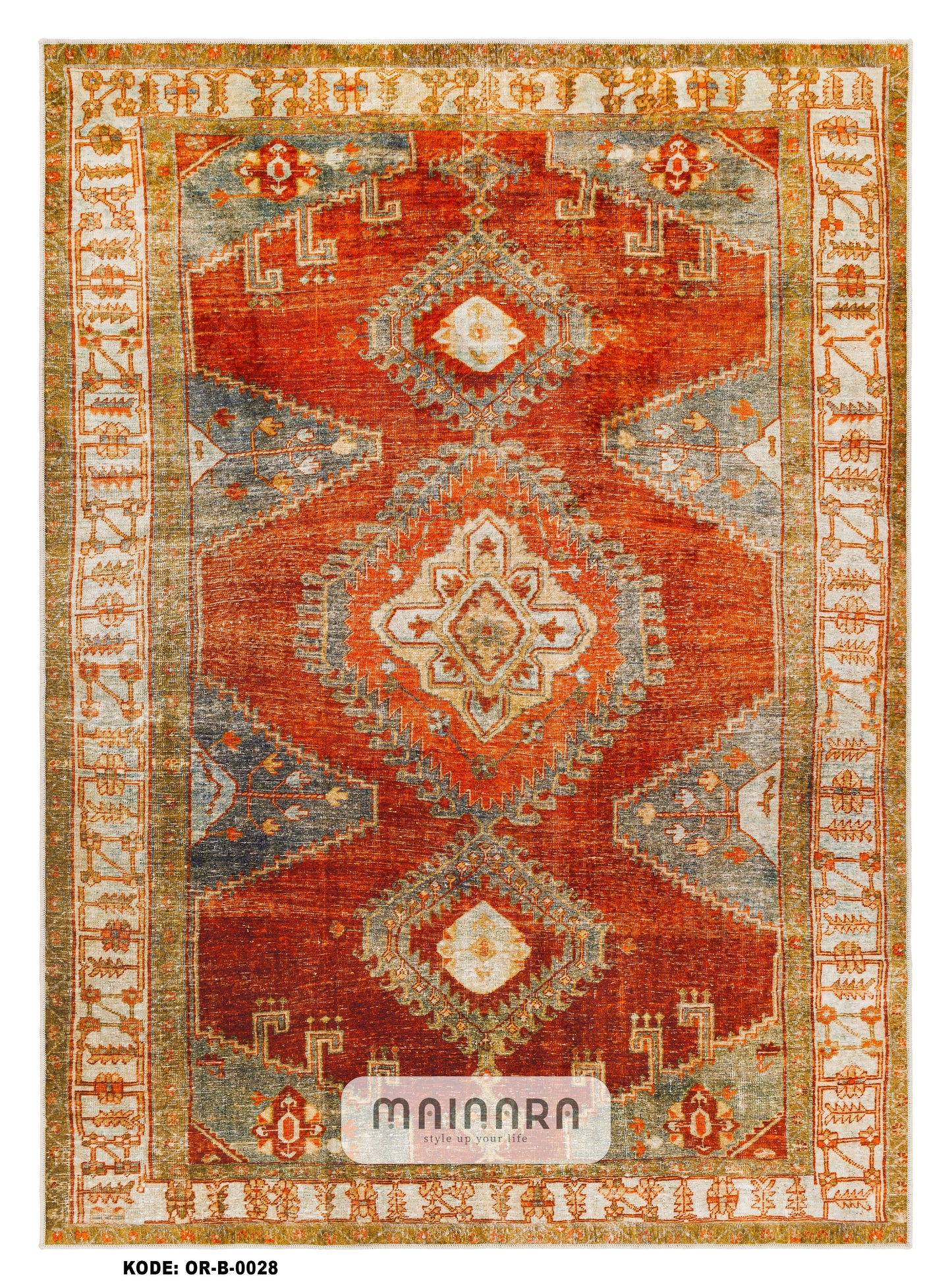 Karpet Bohemian (OR-B-0028) - Orange,Brown