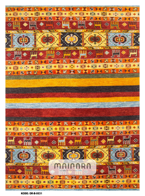 Karpet Bohemian (OR-B-0031) - Orange,Yellow,Red,Brown,Grey