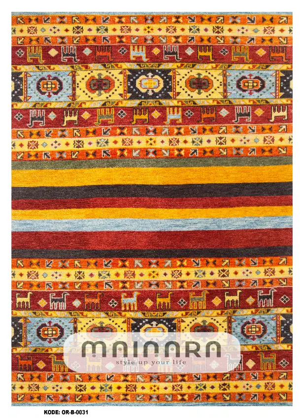 Karpet Bohemian (OR-B-0031) - Orange,Yellow,Red,Brown,Grey
