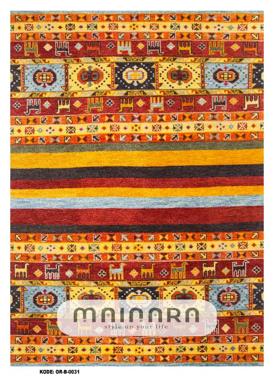 Karpet Bohemian (OR-B-0031) - Orange,Yellow,Red,Brown,Grey
