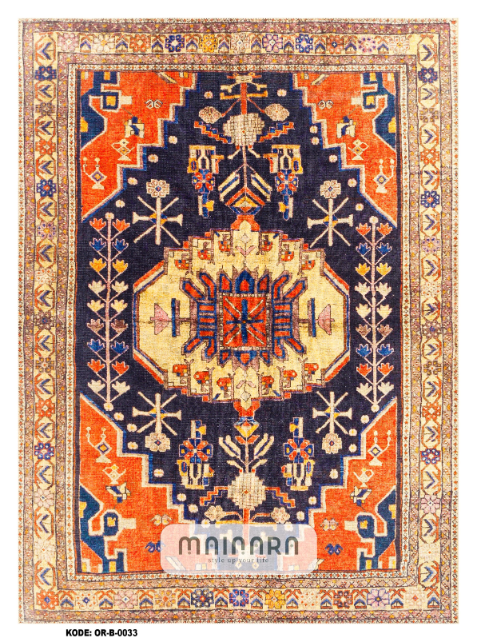 Karpet Bohemian (OR-B-0033) - Orange,Brown,Blue,Navy