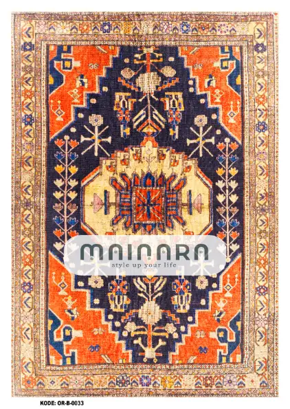 Karpet Bohemian (OR-B-0033) - Orange,Brown,Blue,Navy