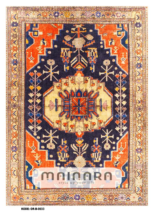 Karpet Bohemian (OR-B-0033) - Orange,Brown,Blue,Navy