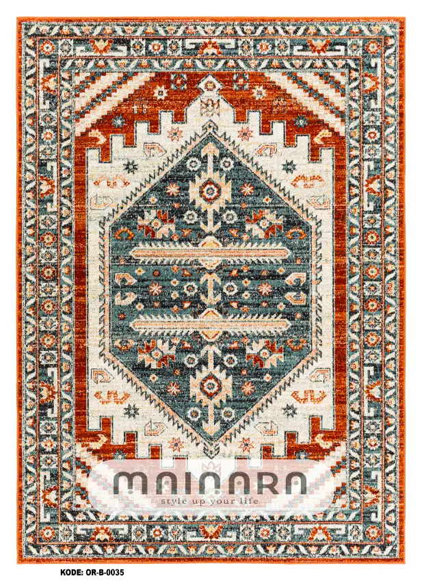 Karpet Bohemian (OR-B-0035) - Orange,Green