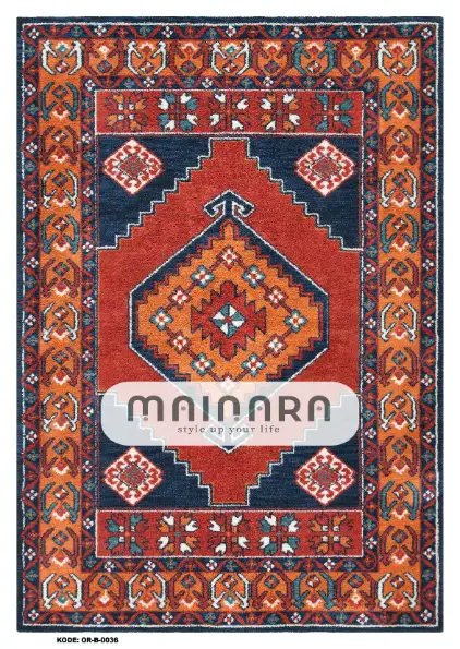 Karpet Bohemian (OR-B-0036) - Orange, Navy