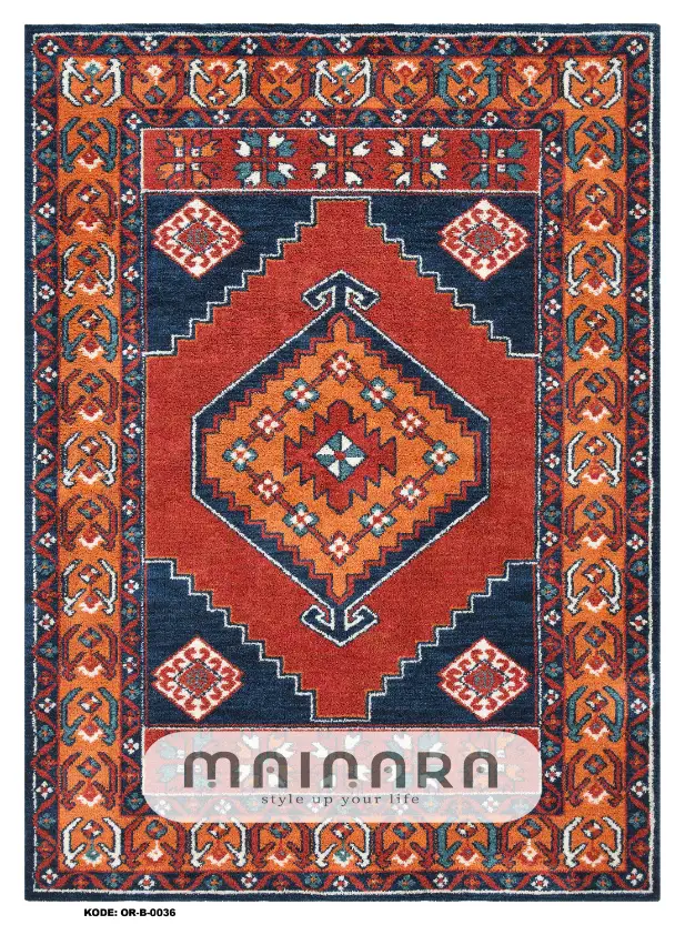 Karpet Bohemian (OR-B-0036) - Orange, Navy