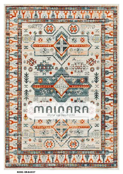 Karpet Bohemian (OR-B-0037) - Orange,White,Green