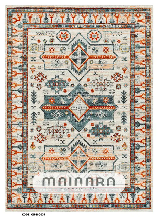 Karpet Bohemian (OR-B-0037) - Orange,White,Green