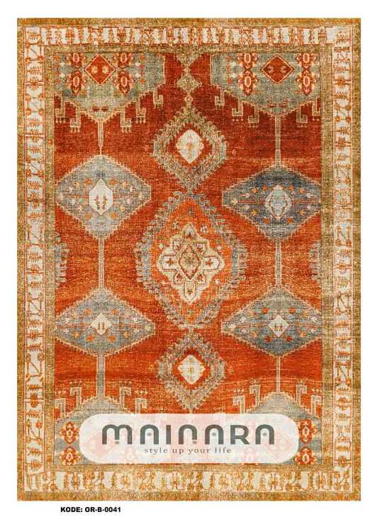 Karpet Bohemian (OR-B-0041) - Orange, Brown, Gold
