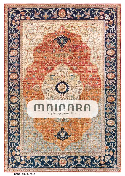 Karpet Tradisional (OR-T-0016) - Orange,Blue