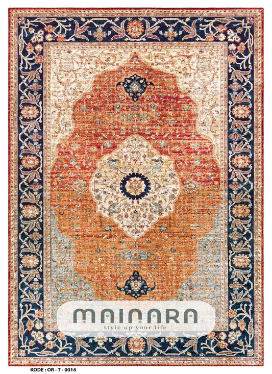 Karpet Tradisional (OR-T-0016) - Orange,Blue