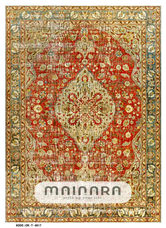 Karpet Tradisional (OR-T-0017) - Orange,Green