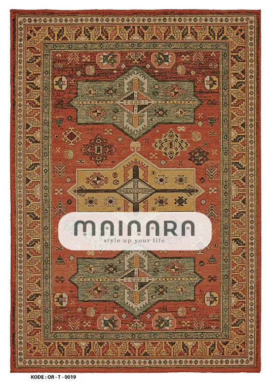 Karpet Tradisional (OR-T-0019) - Orange,Brown