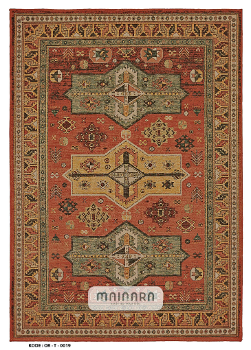 Karpet Tradisional (OR-T-0019) - Orange,Brown