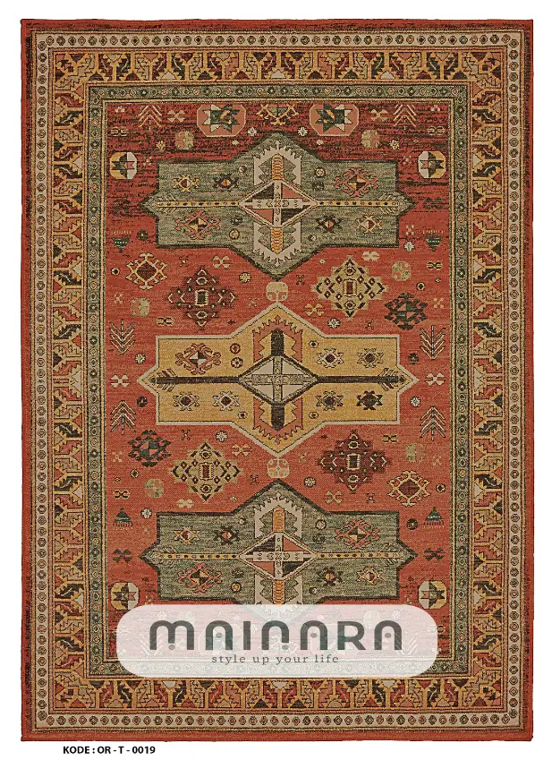 Karpet Tradisional (OR-T-0019) - Orange,Brown