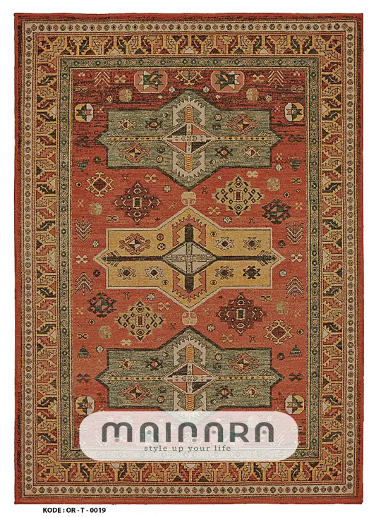 Karpet Tradisional (OR-T-0019) - Orange,Brown